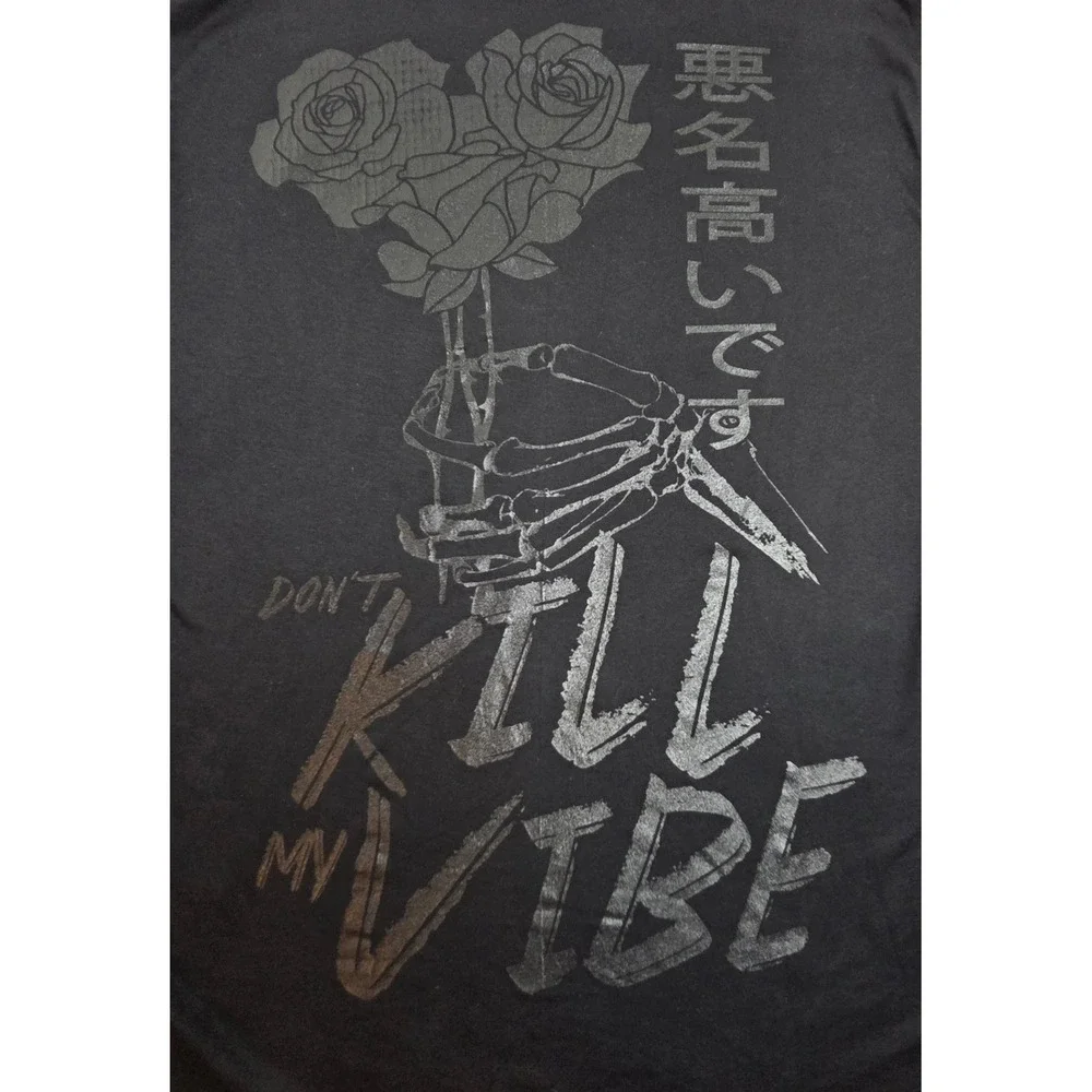 Fresh Laundry Mens Large Black Dont Kill My Vibe‎ Graphic Long Sleeve T-Shirt